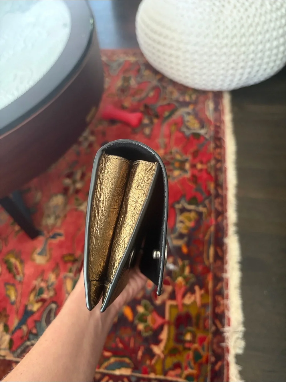 AllSaints Metallic Gold Leather Clutch